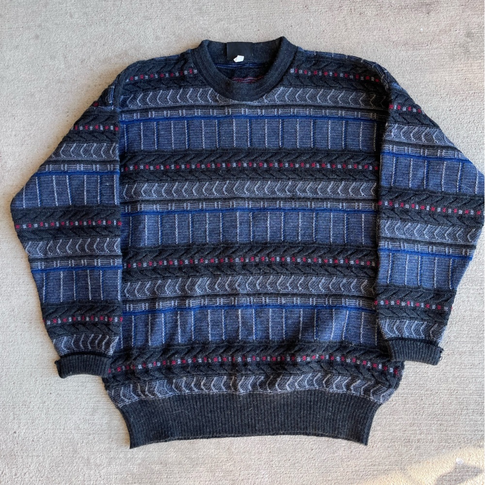 Vintage 90s Bella Australia 3D chunky knit COOGI style sweater multi color top